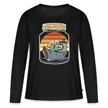 Cacahuètes Marins Garçons Marins Marins - T-shirt manches longues Premium bio Femme - noir - Devant - Julia (174cm)