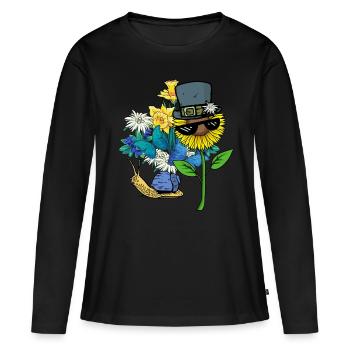 Snail, Snail Shell, Nature, Spring, Flowers - Women's Premium Organic Long Sleeve Shirt - black - Front - Julia (174cm)