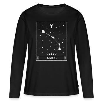 Widder Sternzeichen - Frauen Premium Bio Langarmshirt - Schwarz - Vorne - Julia (174cm)