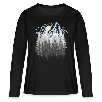 Montagnes, Nature, Montagnes, Forêt, Forêt de conifères, sapins, Brerg - T-shirt manches longues Premium bio Femme - noir - Devant - Julia (174cm)