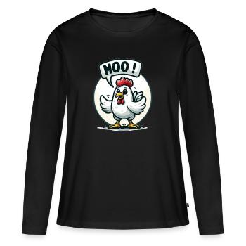 Le poulet fait meugler - T-shirt manches longues Premium bio Femme - noir - Devant - Julia (174cm)