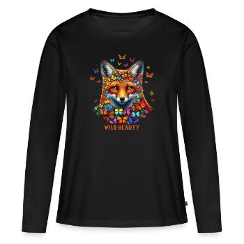 Fuchs & Flatter-Charme - Frauen Premium Bio Langarmshirt - Schwarz - Vorne - Julia (174cm)