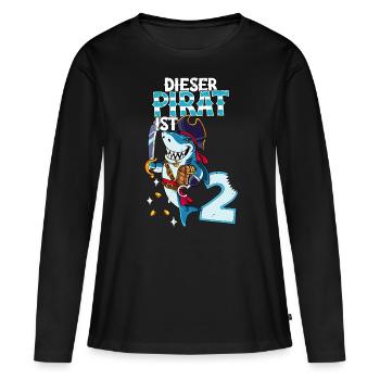 2e anniversaire Pirates - T-shirt manches longues Premium bio Femme - noir - Devant - Julia (174cm)