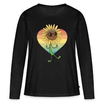 Lunettes de jardin de fleur de tournesol d’été Flora - T-shirt manches longues Premium bio Femme - noir - Devant - Julia (174cm)