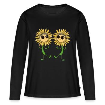 Lunettes de jardin de fleurs de tournesol d’été jardinier - T-shirt manches longues Premium bio Femme - noir - Devant - Julia (174cm)