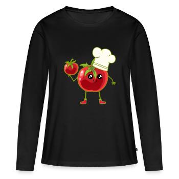 Tomate, Tomate, Cuisiner, Cuisiner, Cuisiner - T-shirt manches longues Premium bio Femme - noir - Devant - Julia (174cm)