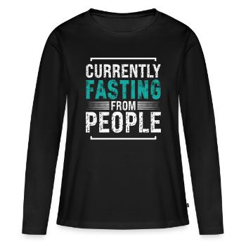 Introverti qui jeûne actuellement des gens - T-shirt manches longues Premium bio Femme - noir - Devant - Julia (174cm)
