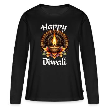 Joyeux Diwali - T-shirt manches longues Premium bio Femme - noir - Devant - Julia (174cm)