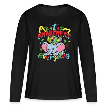 Sensibilisation à l’autisme au quotidien - T-shirt manches longues Premium bio Femme - noir - Devant - Julia (174cm)