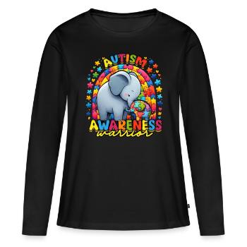 Guerrier de la sensibilisation à l’autisme - T-shirt manches longues Premium bio Femme - noir - Devant - Julia (174cm)