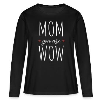 Maman tu es Wow Maman Tu es Wow Maman Fête des Mères - T-shirt manches longues Premium bio Femme - noir - Devant - Julia (174cm)