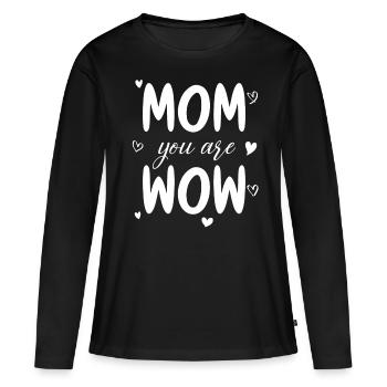 Maman tu es Wow Maman Tu es Wow Maman Fête des Mères - T-shirt manches longues Premium bio Femme - noir - Devant - Julia (174cm)