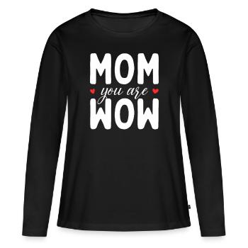 Maman tu es Wow Maman Tu es Wow Maman Fête des Mères - T-shirt manches longues Premium bio Femme - noir - Devant - Julia (174cm)