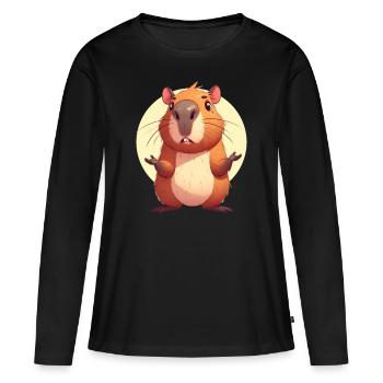 Verwirrte Capybara - Frauen Premium Bio Langarmshirt - Schwarz - Vorne - Julia (174cm)