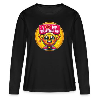 Fröhliches Volleyball-Maskottchen - Frauen Premium Bio Langarmshirt - Schwarz - Vorne - Julia (174cm)