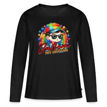 Autisme Autisme L’autisme, pas la confusion - T-shirt manches longues Premium bio Femme - noir - Devant - Julia (174cm)
