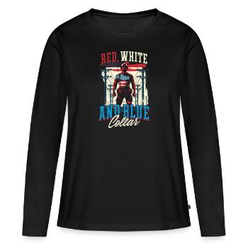 Patriotic Lineman Red, White, and Blue Collar - Women's Premium Organic Long Sleeve Shirt - black - Front - Julia (174cm)