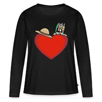 Heart Hearts Wild West États-Unis - T-shirt manches longues Premium bio Femme - noir - Devant - Julia (174cm)