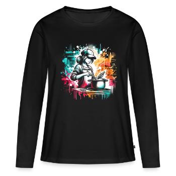 girl who love cooking - Women's Premium Organic Long Sleeve Shirt - black - Front - Julia (174cm)