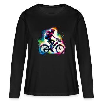 girl who love cycling - Women's Premium Organic Long Sleeve Shirt - black - Front - Julia (174cm)