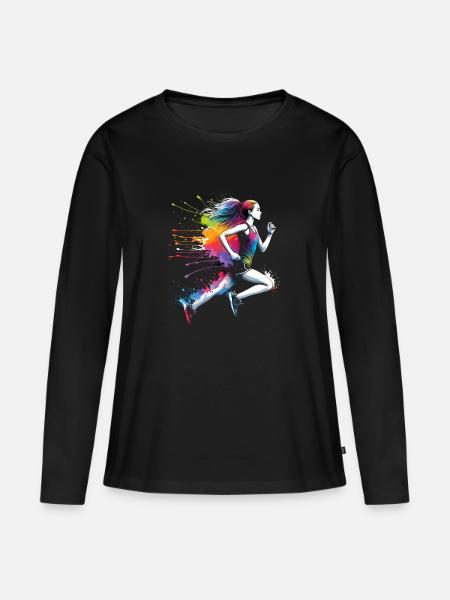 Mädchen, die gerne laufen - Frauen Premium Bio Langarmshirt - Schwarz