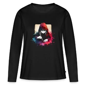 fille qui aime la calligraphie - T-shirt manches longues Premium bio Femme - noir - Devant - Julia (174cm)