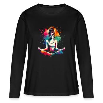 girl who love yoga - Women's Premium Organic Long Sleeve Shirt - black - Front - Julia (174cm)