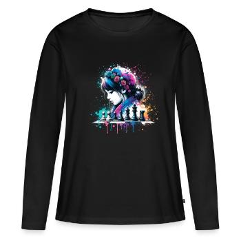 girl who love chess - Women's Premium Organic Long Sleeve Shirt - black - Front - Julia (174cm)