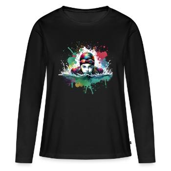 girl who love swimming - Women's Premium Organic Long Sleeve Shirt - black - Front - Julia (174cm)