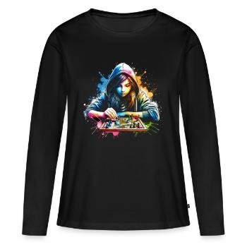 girl who love chess - Women's Premium Organic Long Sleeve Shirt - black - Front - Julia (174cm)
