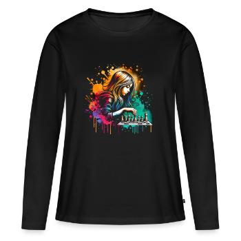 girl who love chess - Women's Premium Organic Long Sleeve Shirt - black - Front - Julia (174cm)