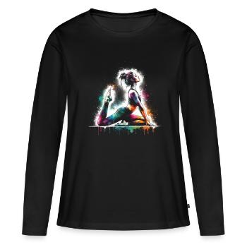 fille qui aime le Pilates - T-shirt manches longues Premium bio Femme - noir - Devant - Julia (174cm)