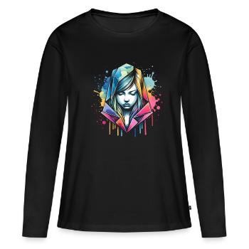 girl who love origami - Women's Premium Organic Long Sleeve Shirt - black - Front - Julia (174cm)