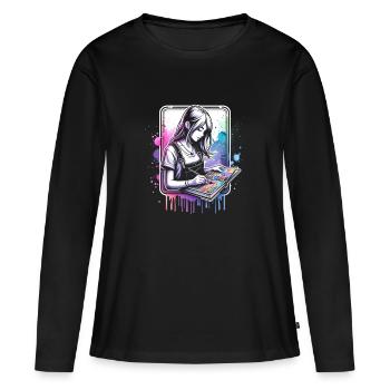girl who love scrapbooking - Women's Premium Organic Long Sleeve Shirt - black - Front - Julia (174cm)