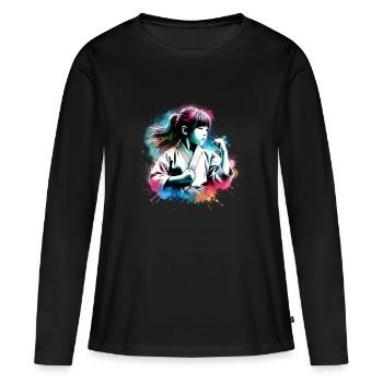 girl who love martial arts - Women's Premium Organic Long Sleeve Shirt - black - Front - Julia (174cm)