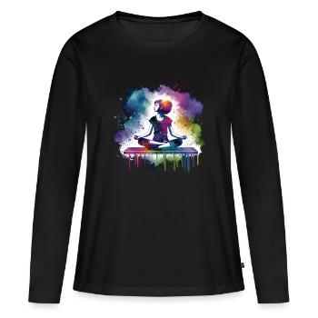 girl who love yoga - Women's Premium Organic Long Sleeve Shirt - black - Front - Julia (174cm)