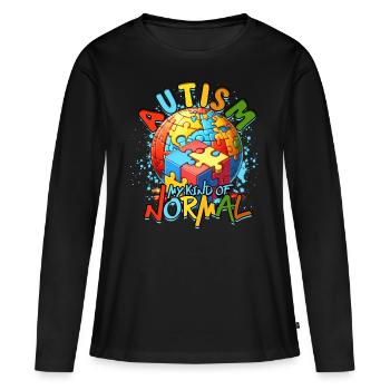 Autisme Autisme Autisme : Mon genre de normal - T-shirt manches longues Premium bio Femme - noir - Devant - Julia (174cm)