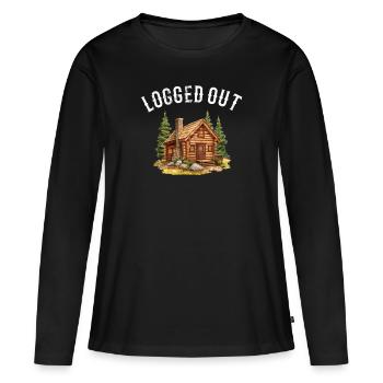 Cabane déconnectée, cabine extérieure - T-shirt manches longues Premium bio Femme - noir - Devant - Julia (174cm)