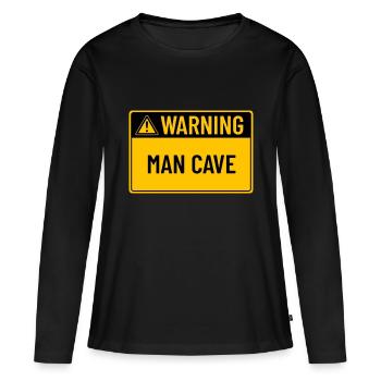 Avertissement : Man Cave - T-shirt manches longues Premium bio Femme - noir - Devant - Julia (174cm)