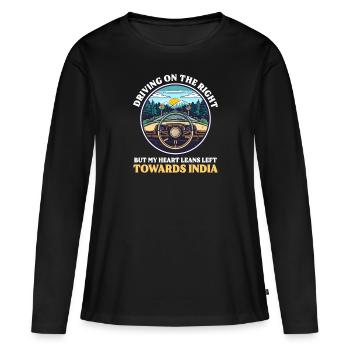 Amérindien Conduite Cœur Droit Penche Gauche Ind - T-shirt manches longues Premium bio Femme - noir - Devant - Julia (174cm)