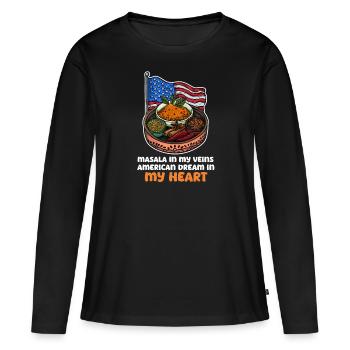 Veines masala amérindiennes Coeur de rêve américain - T-shirt manches longues Premium bio Femme - noir - Devant - Julia (174cm)