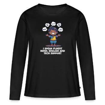 Les Amérindiens parlent hindi, anglais Support technique - T-shirt manches longues Premium bio Femme - noir - Devant - Julia (174cm)