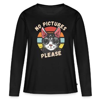 Pas de photos s’il vous plaît - T-shirt manches longues Premium bio Femme - noir - Devant - Julia (174cm)