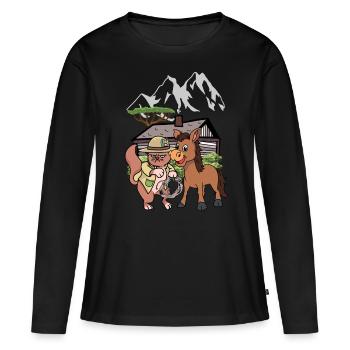 Chat Sauvage Ouest Nature Enfant Enfants Cavalier Âne - T-shirt manches longues Premium bio Femme - noir - Devant - Julia (174cm)