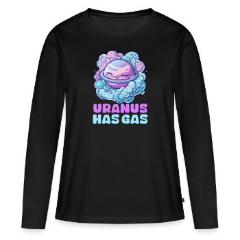 Uranus Uranus a du gaz ! - T-shirt manches longues Premium bio Femme - noir - Devant - Julia (174cm)