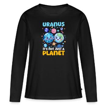 Uranus Uranus, ce n'est pas qu'une planète ! - T-shirt manches longues Premium bio Femme - noir - Devant - Julia (174cm)