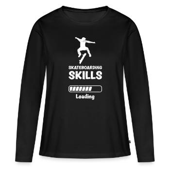 Skateboarding Skills Loading - Frauen Premium Bio Langarmshirt - Schwarz - Vorne - Julia (174cm)