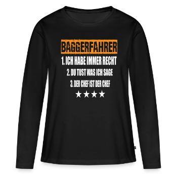 Opérateur d’excavatrice - T-shirt manches longues Premium bio Femme - noir - Devant - Julia (174cm)