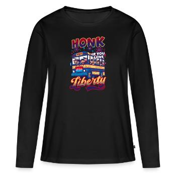 Patriotic Bus Driver Klaxonne si vous aimez la liberté ! - T-shirt manches longues Premium bio Femme - noir - Devant - Julia (174cm)
