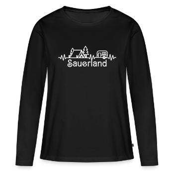 Sauerland Caravan Camping Hiking Heartbeat - Women's Premium Organic Long Sleeve Shirt - black - Front - Julia (174cm)